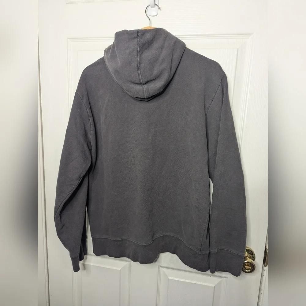 The North Face Mens Hoodie Gray Blue Logo Pullover Hooded Sweatshirt Size Large